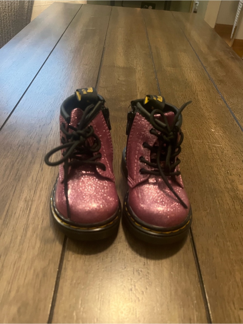 Dr. Martens Kids Sparkle Pink Lace-Up Boots